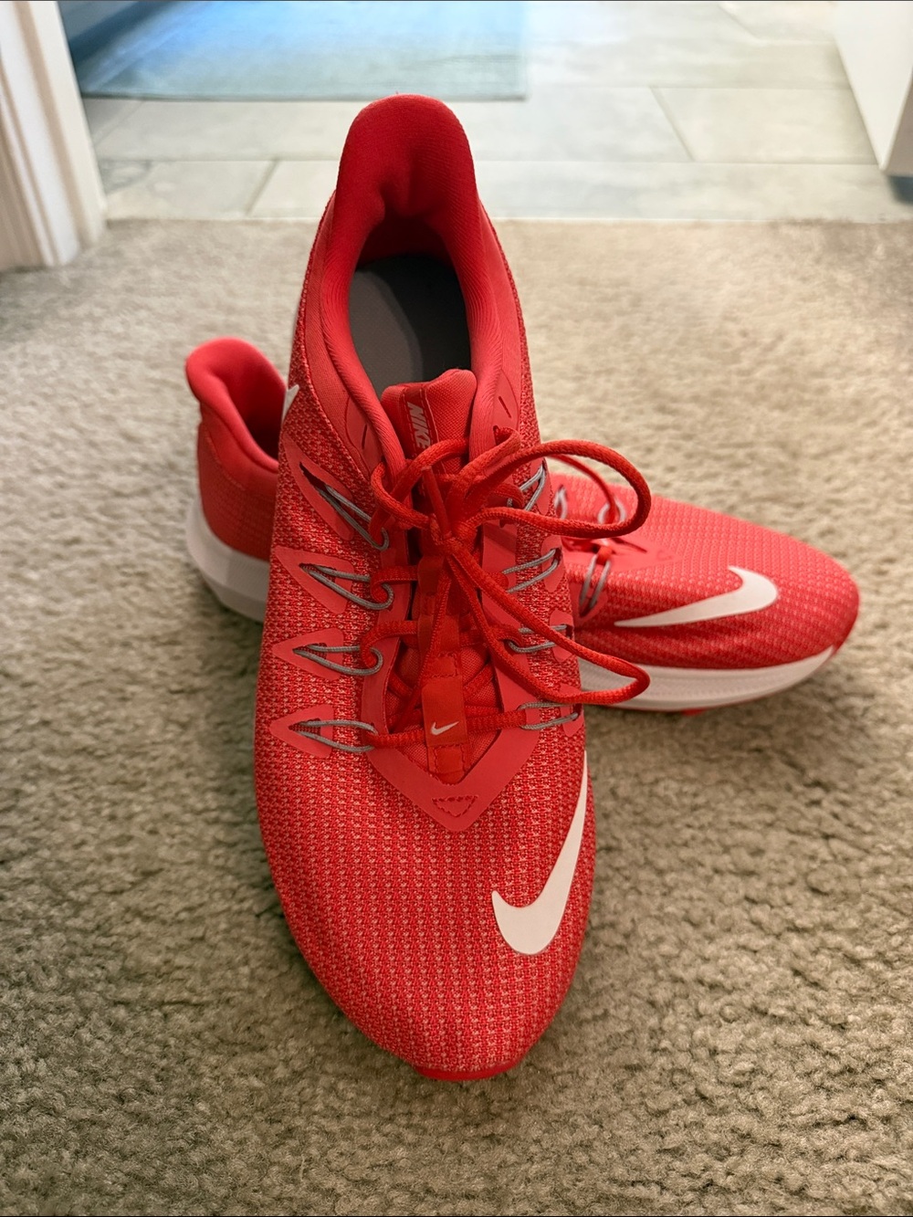 Nike Red Mesh Trainers with White Swoosh. Womens 9 Pegasus